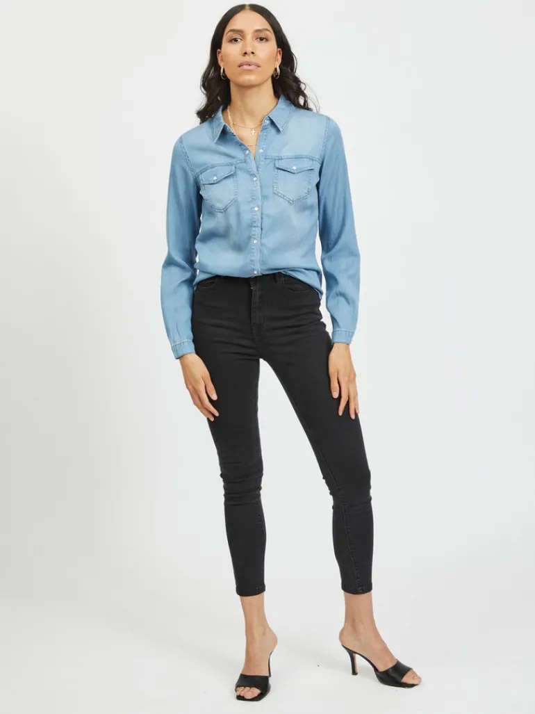 Jeansbluse medium blue denim