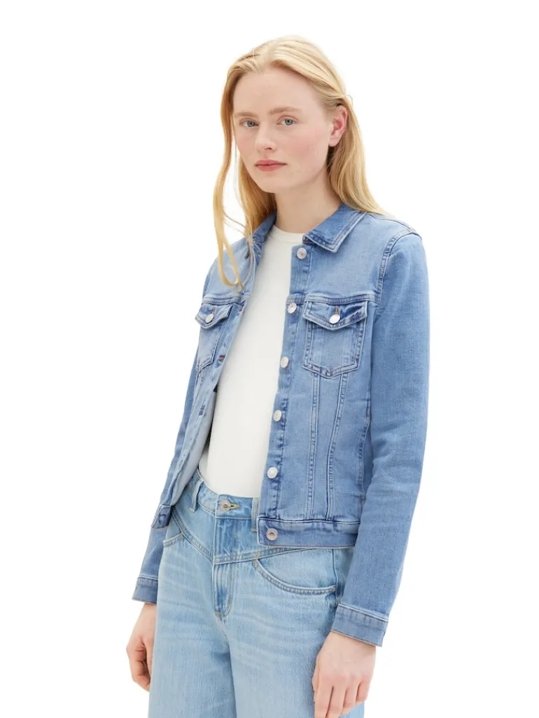 Jeansjacke mit Bio-Baumwolle light stone blue denim