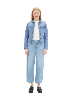 Jeansjacke mit Bio-Baumwolle light stone blue denim