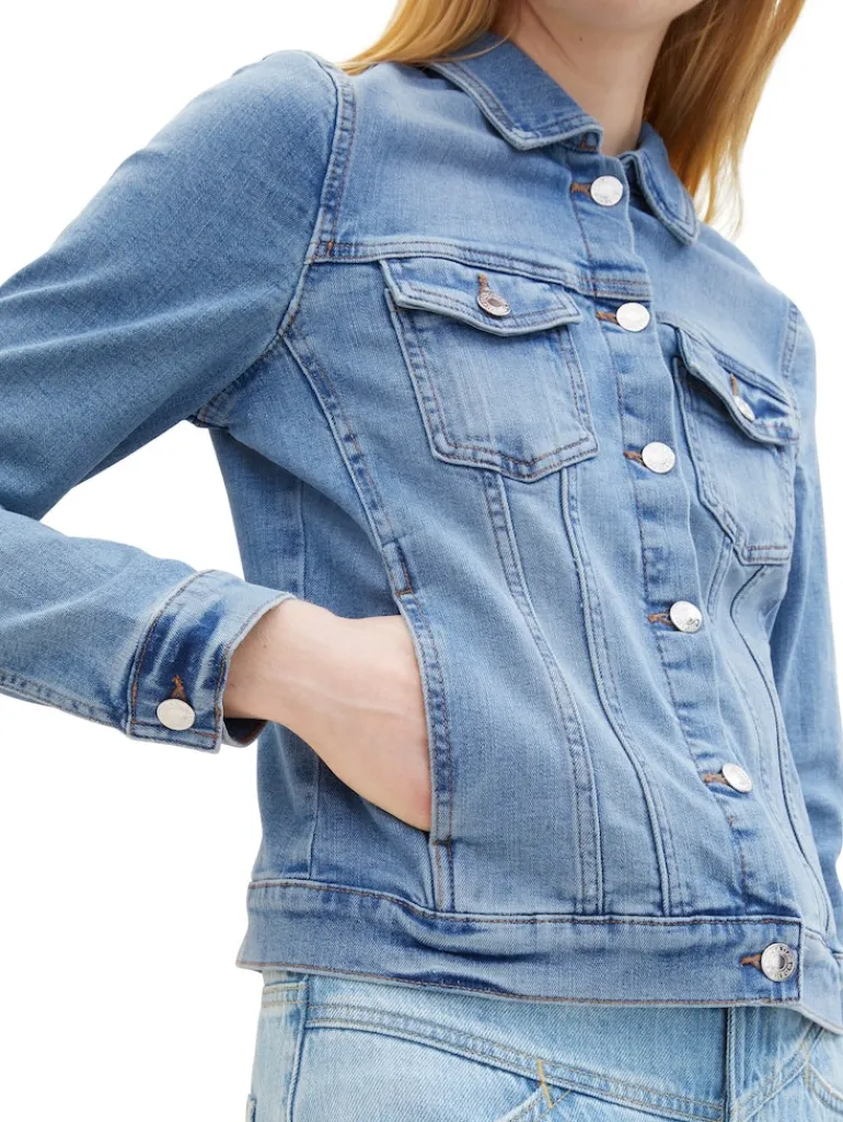 Jeansjacke mit Bio-Baumwolle light stone blue denim