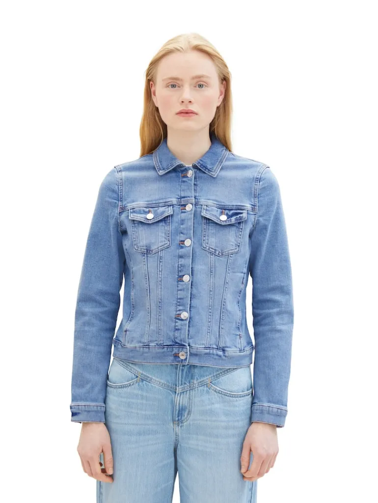 Jeansjacke mit Bio-Baumwolle light stone blue denim
