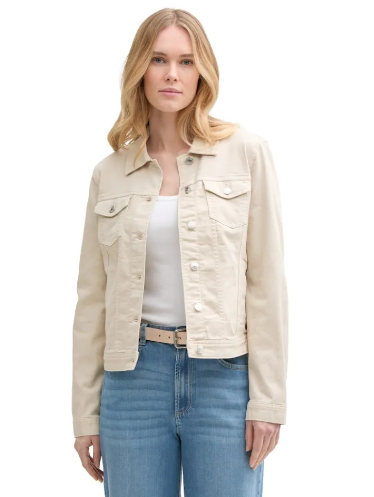 Jeansjacke mit Eingriffstaschen sand stone beige