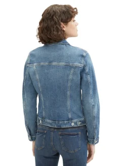 Jeansjacke mit recycelter Baumwolle used dark stone blue denim
