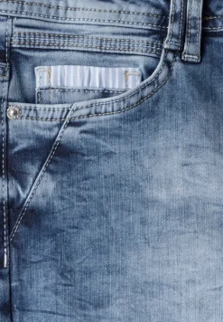 Jeans mit Turn-Up Detail mid blue wash