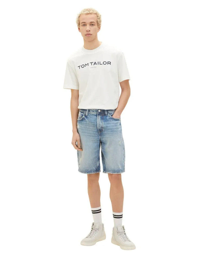 Jeansshorts destroyed light stone blue den