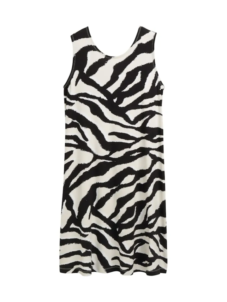 Jersey Kleid mit Rückendetail abstract beige zebra