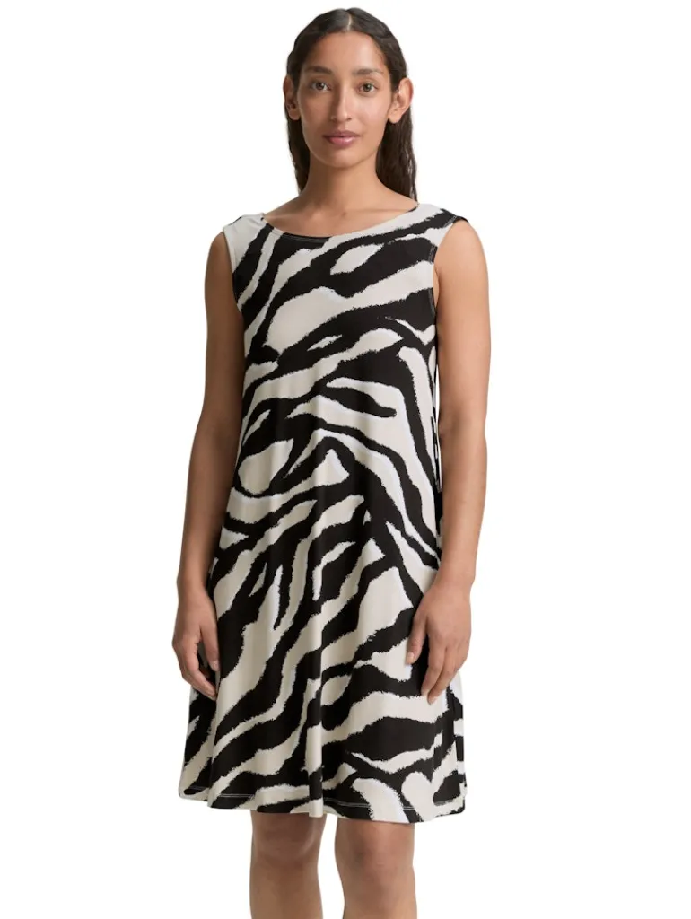 Jersey Kleid mit Rückendetail abstract beige zebra