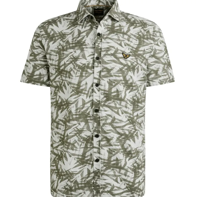 Jersey Pique Print Leaf bright white
