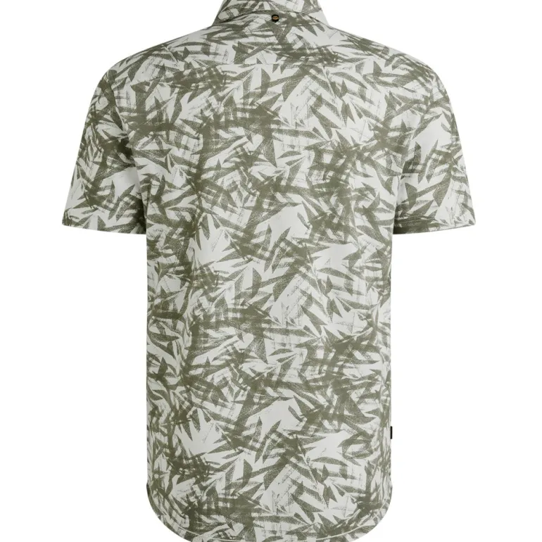 Jersey Pique Print Leaf bright white