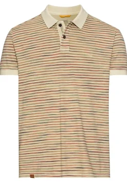 Jersey Poloshirt mit Multicolour-Streifen beige