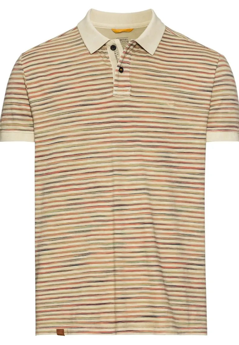 Jersey Poloshirt mit Multicolour-Streifen beige