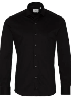 Jersey Shirt Jersey Langarm schwarz