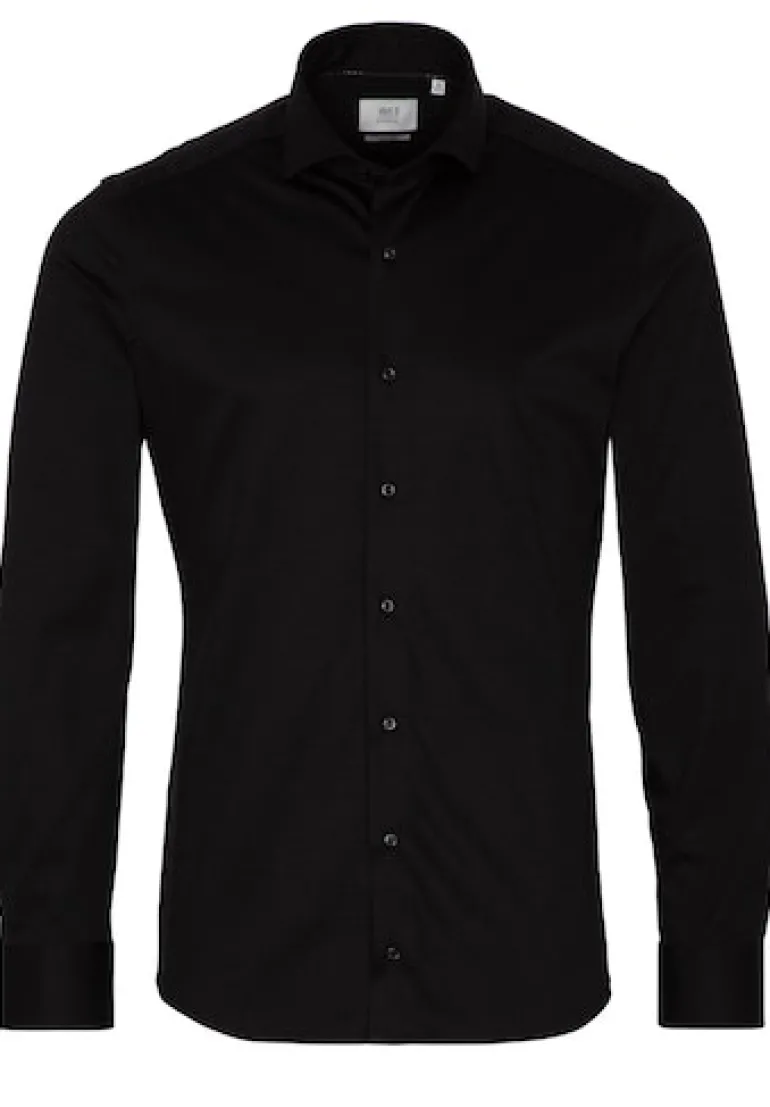 Jersey Shirt Jersey Langarm schwarz