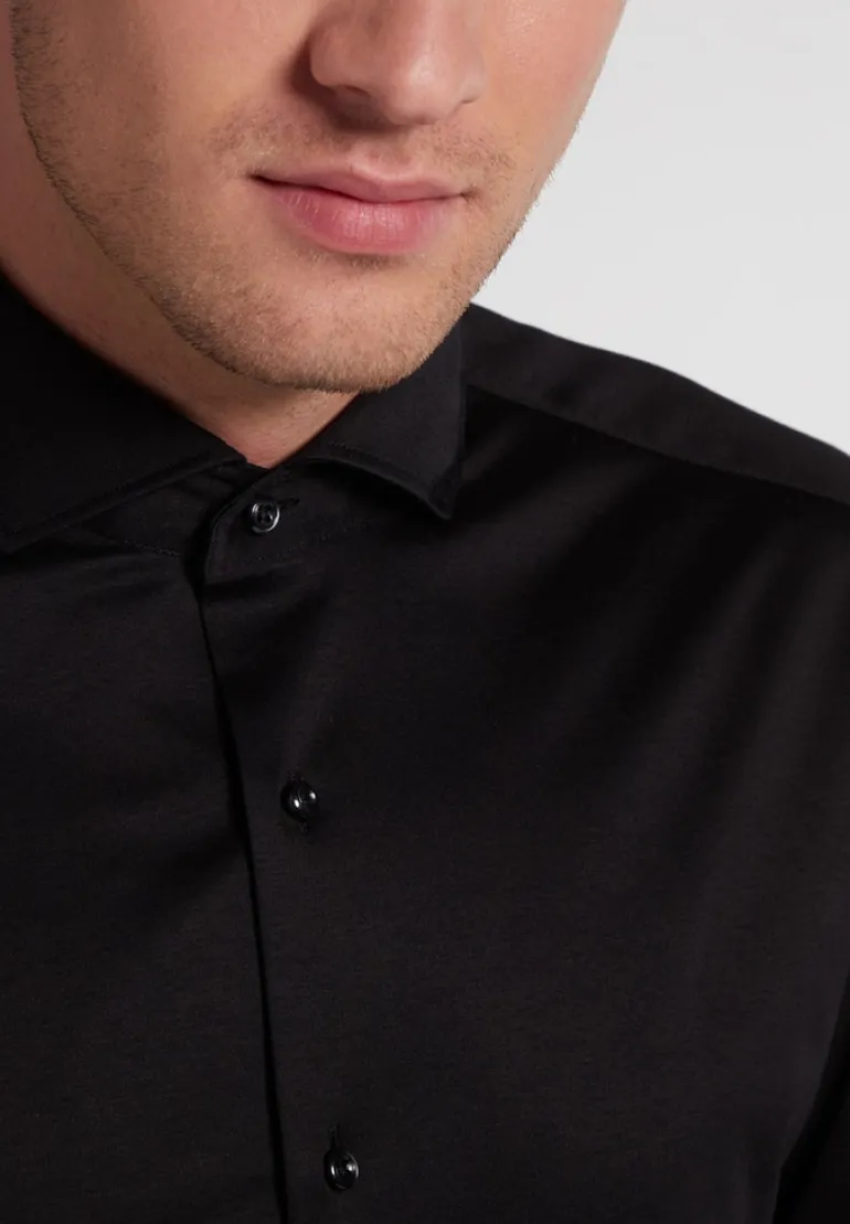 Jersey Shirt Jersey Langarm schwarz