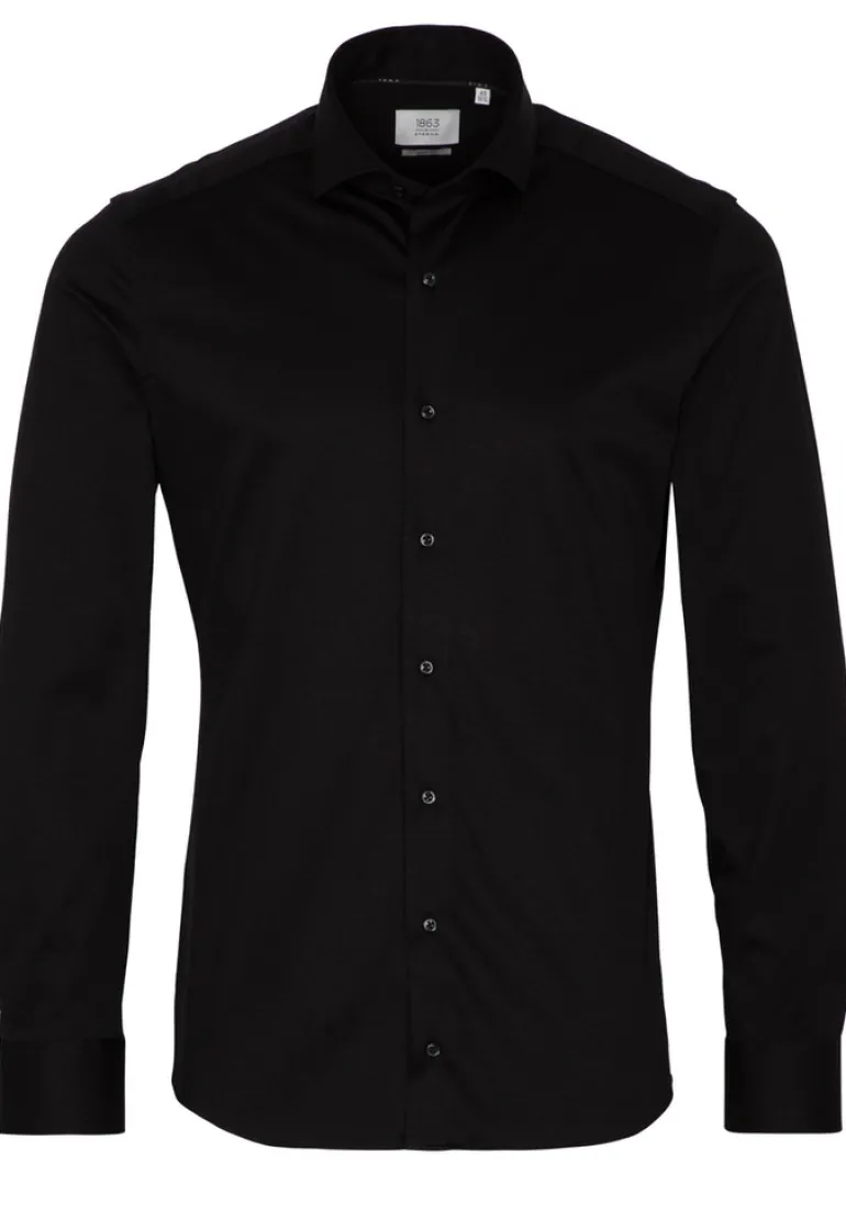 Jersey Shirt Jersey Langarm schwarz