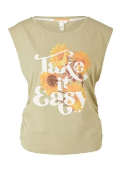 Jerseyshirt mit Raffung grün