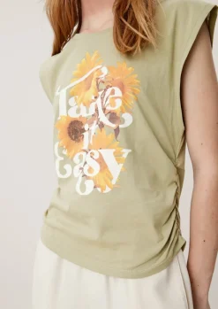 Jerseyshirt mit Raffung grün