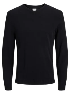 JJEBASIC KNIT V-NECK NOOS black