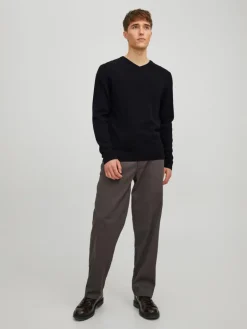 JJEBASIC KNIT V-NECK NOOS black