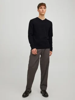 JJEBASIC KNIT V-NECK NOOS black