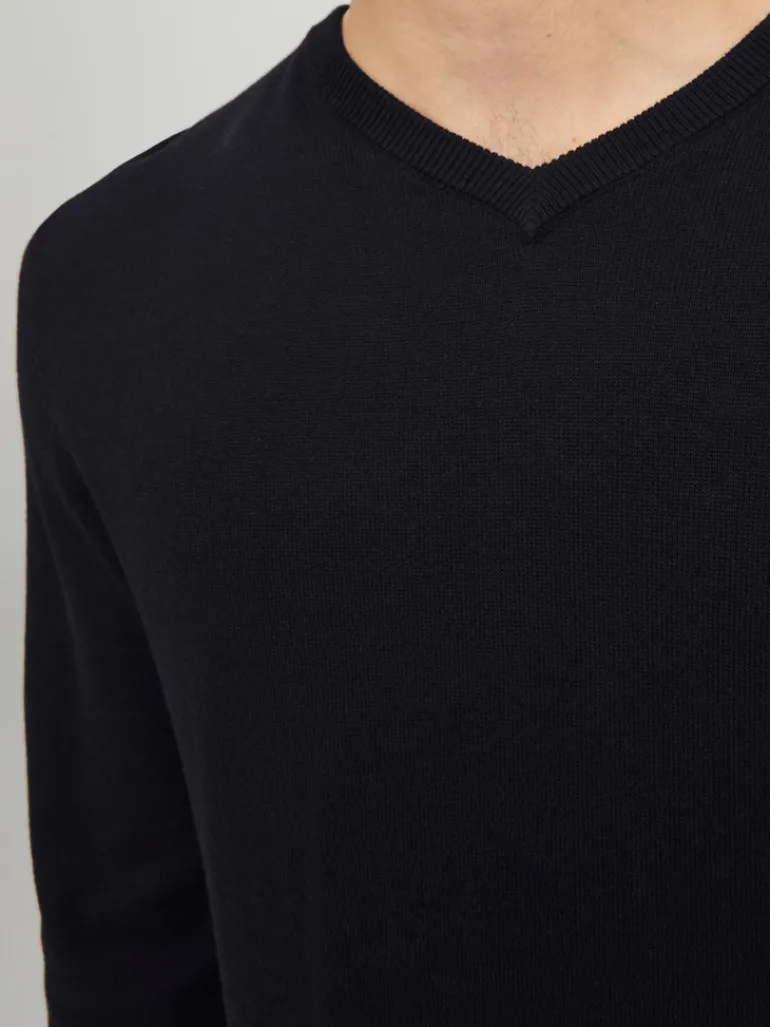 JJEBASIC KNIT V-NECK NOOS black