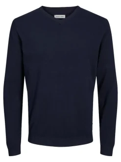 JJEBASIC KNIT V-NECK NOOS navy blazer1