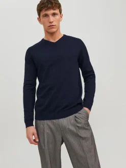 JJEBASIC KNIT V-NECK NOOS navy blazer1