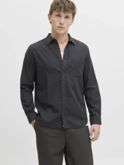 JJECLASSIC MELANGE SHIRT L/S NOOS dark grey melange