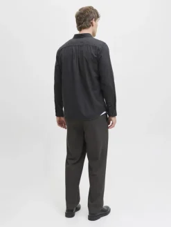 JJECLASSIC MELANGE SHIRT L/S NOOS dark grey melange