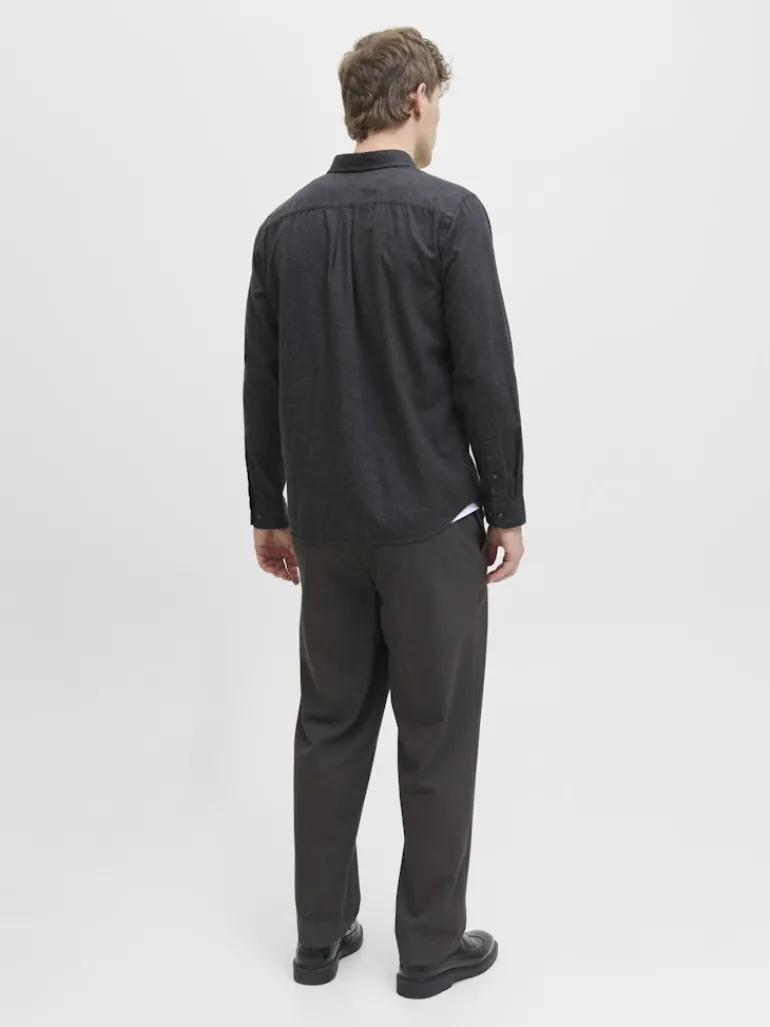 JJECLASSIC MELANGE SHIRT L/S NOOS dark grey melange