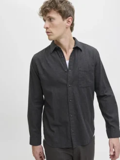 JJECLASSIC MELANGE SHIRT L/S NOOS dark grey melange