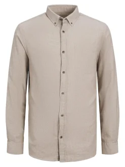 JJECLASSIC MELANGE SHIRT LS NOOS oatmeal