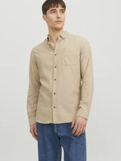JJECLASSIC MELANGE SHIRT LS NOOS oatmeal