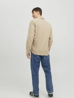 JJECLASSIC MELANGE SHIRT LS NOOS oatmeal