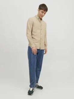 JJECLASSIC MELANGE SHIRT LS NOOS oatmeal