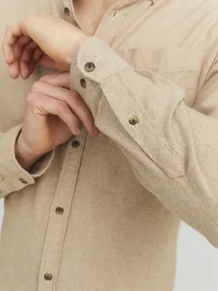 JJECLASSIC MELANGE SHIRT LS NOOS oatmeal