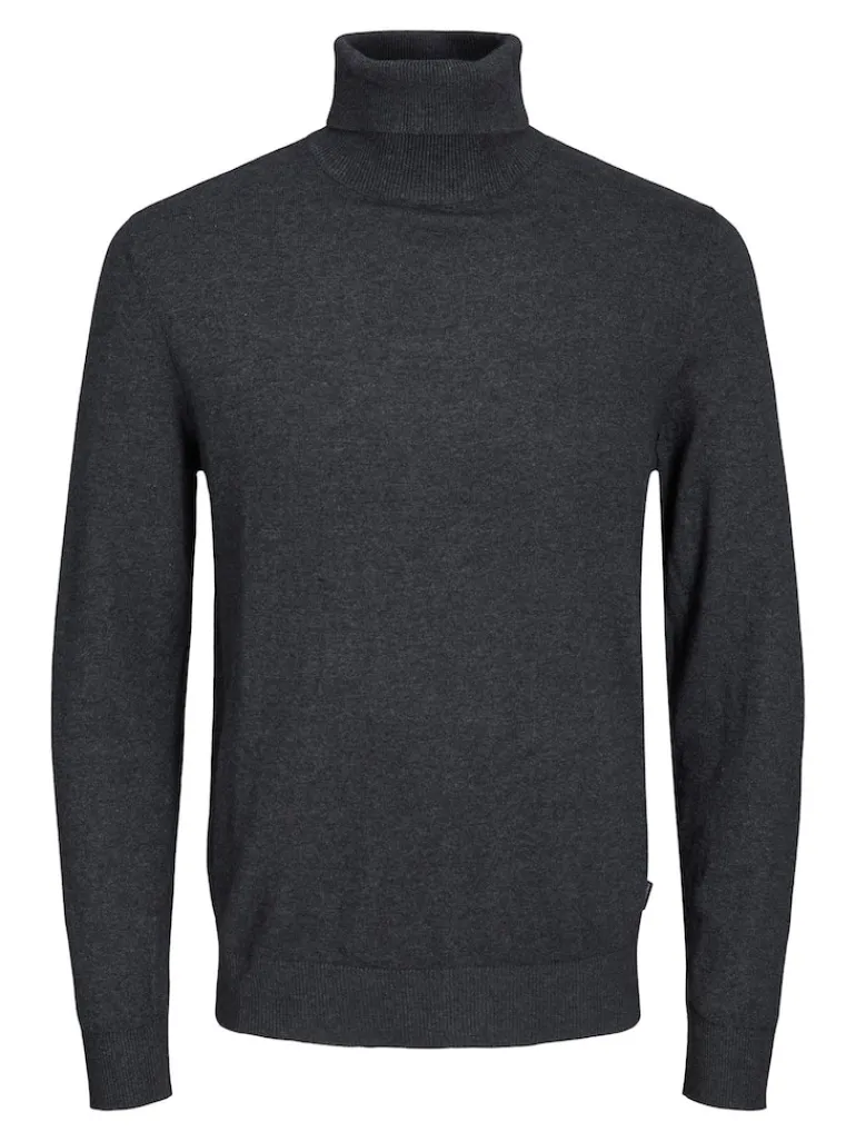JJEEMIL KNIT ROLL NECK NOOS dark grey melange