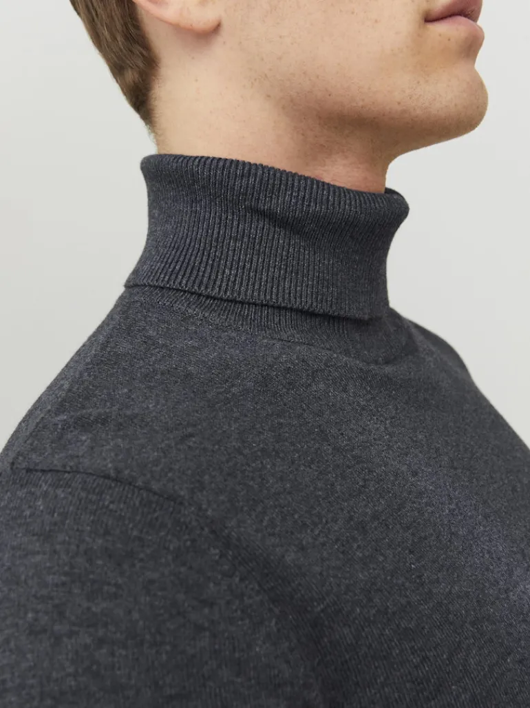 JJEEMIL KNIT ROLL NECK NOOS dark grey melange
