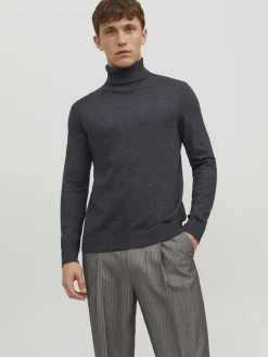 JJEEMIL KNIT ROLL NECK NOOS dark grey melange