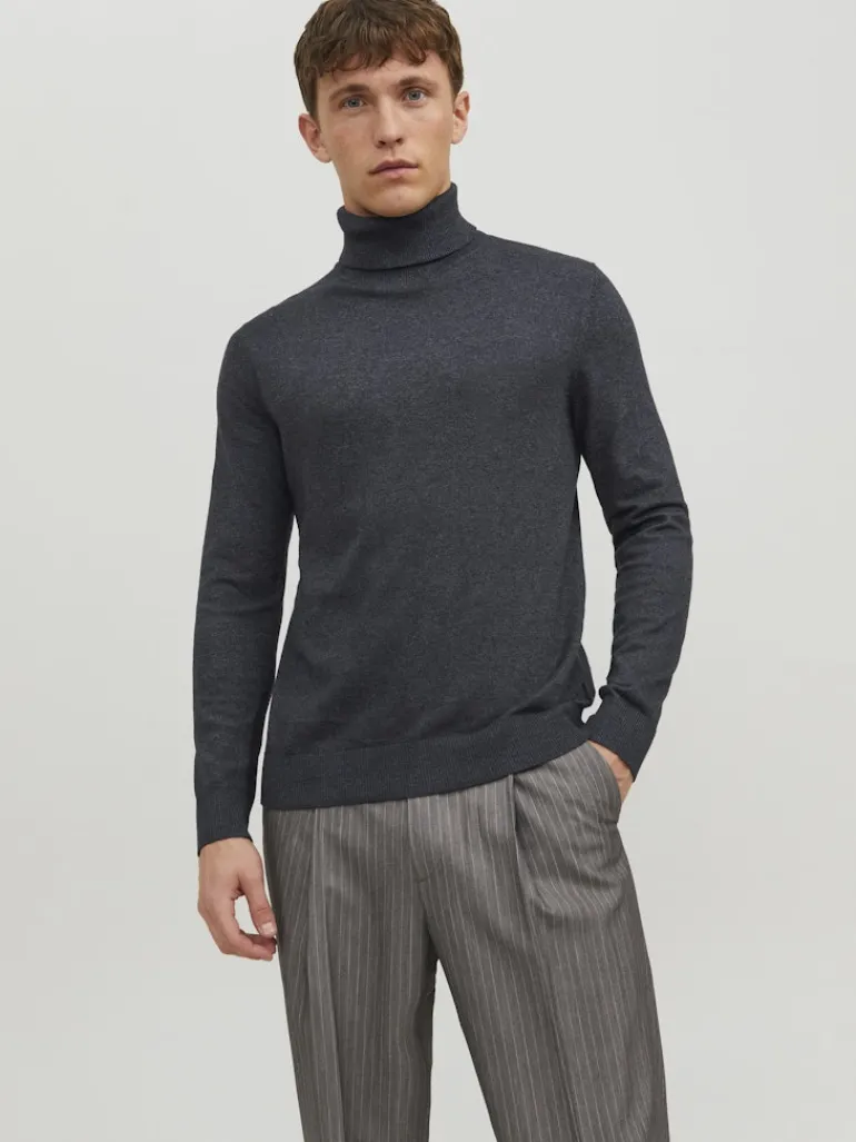 JJEEMIL KNIT ROLL NECK NOOS dark grey melange