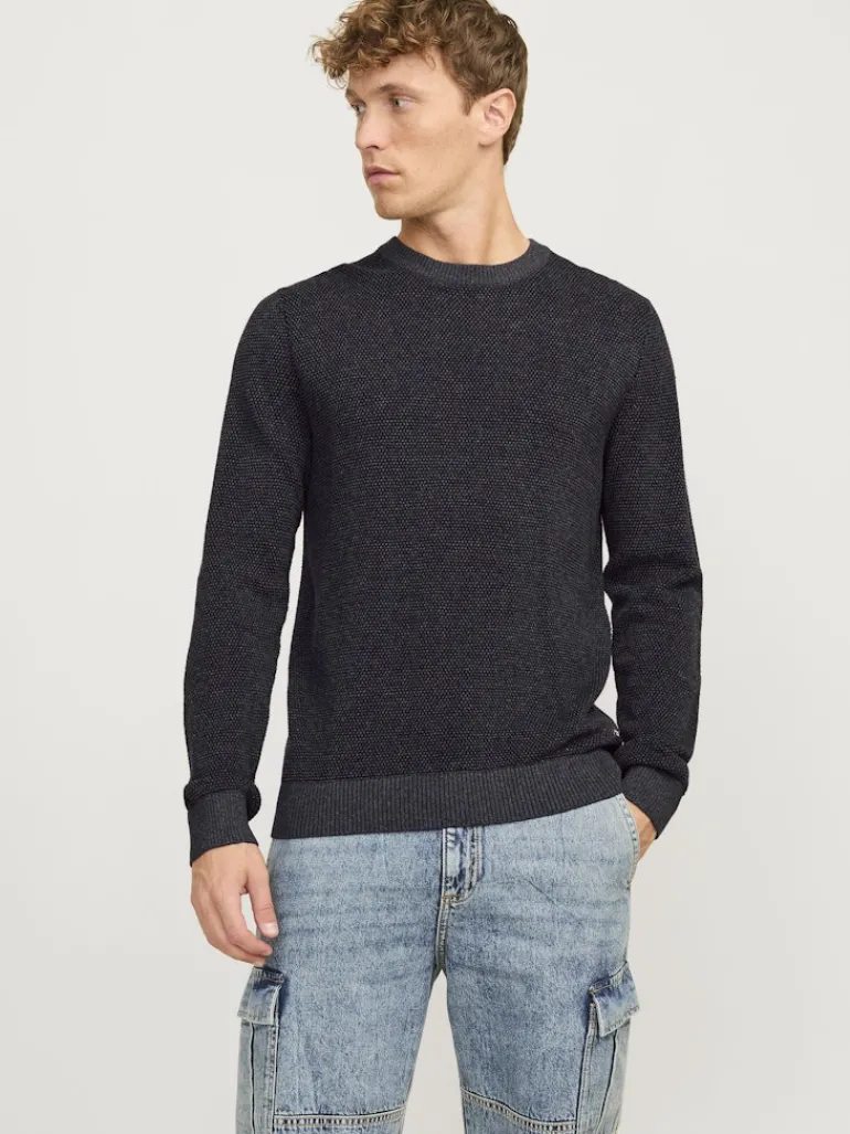 JJEGLOBE KNIT CREW NECK NOOS dark grey melange