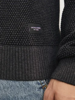 JJEGLOBE KNIT CREW NECK NOOS dark grey melange