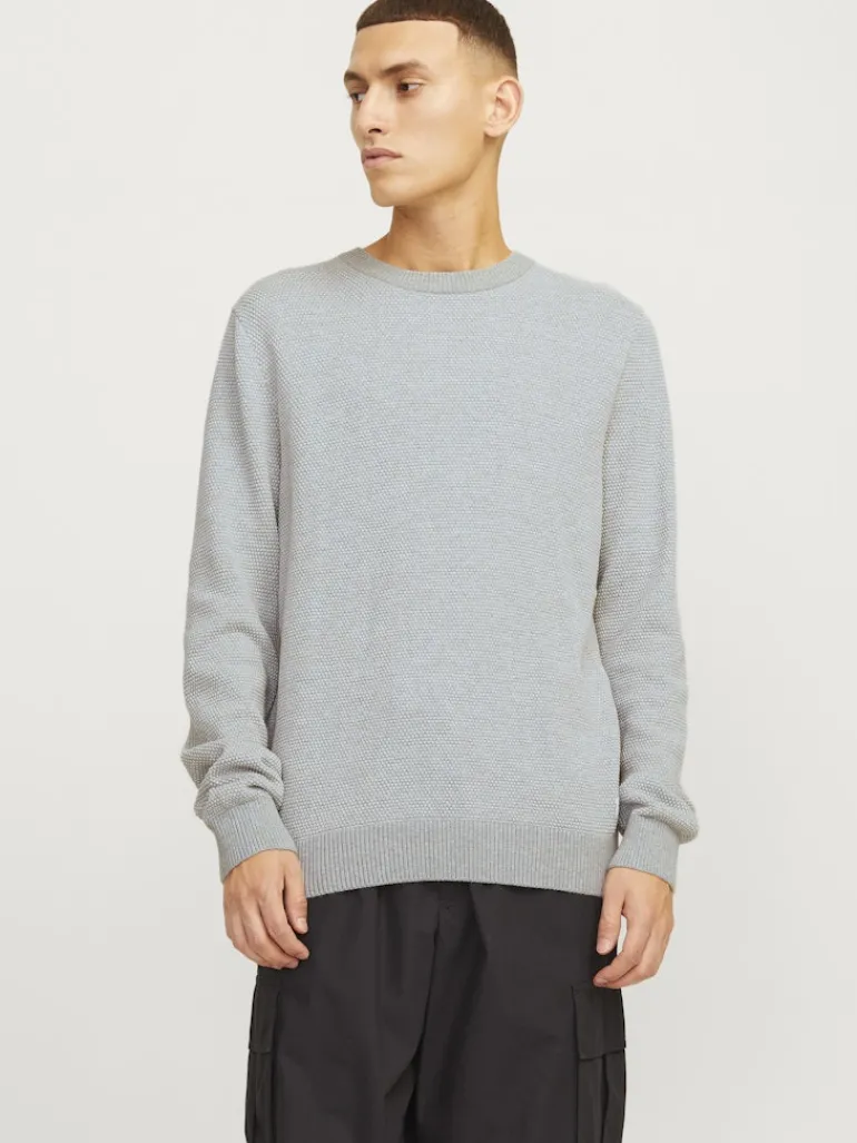 JJEGLOBE KNIT CREW NECK NOOS light grey melange