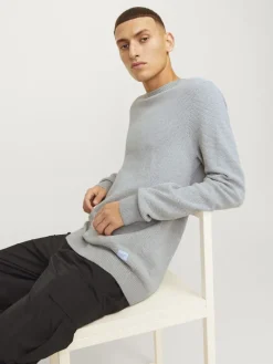 JJEGLOBE KNIT CREW NECK NOOS light grey melange