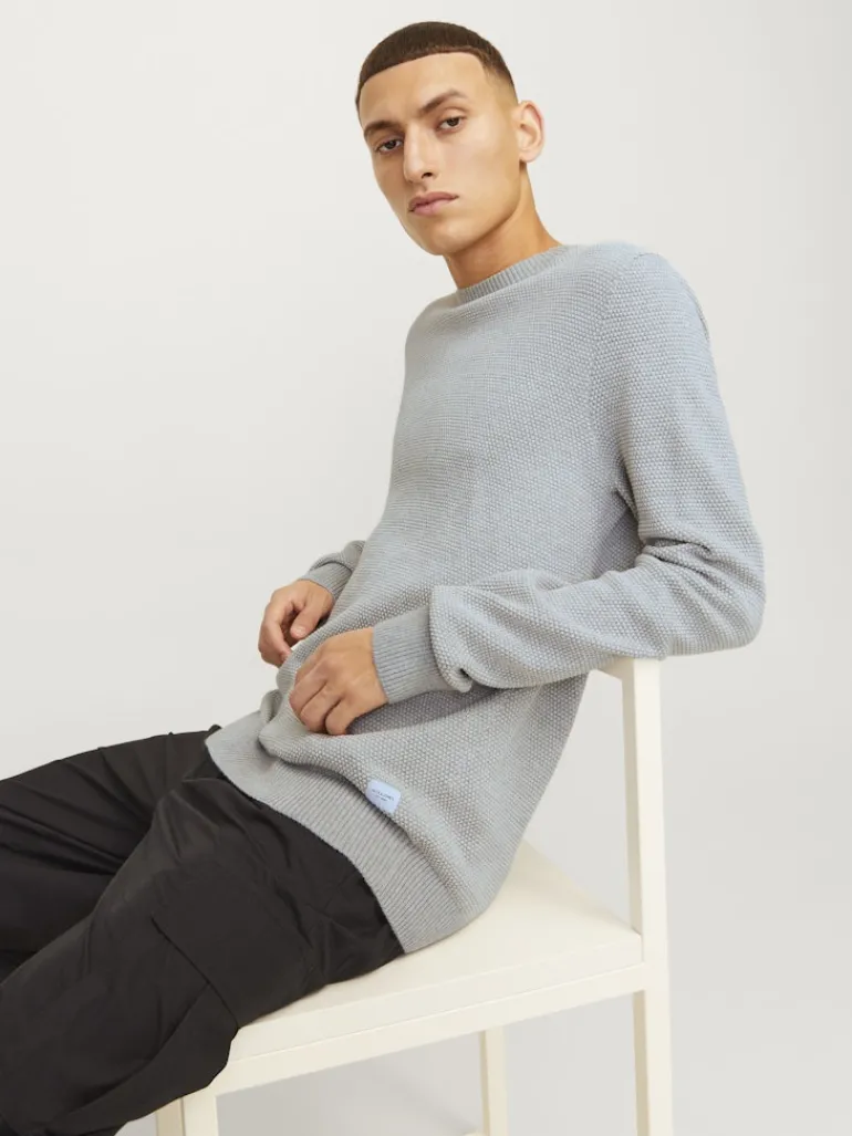 JJEGLOBE KNIT CREW NECK NOOS light grey melange