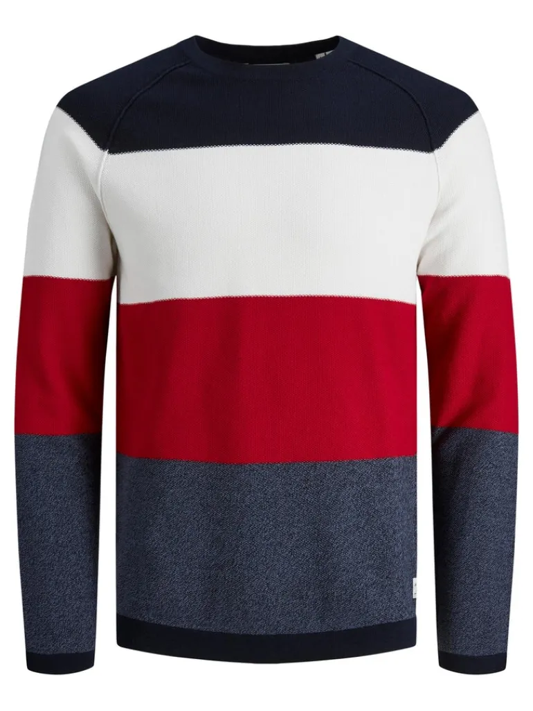 JJEGUSTAV KNIT CREW NECK NOOS true red