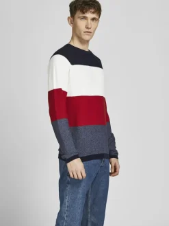 JJEGUSTAV KNIT CREW NECK NOOS true red