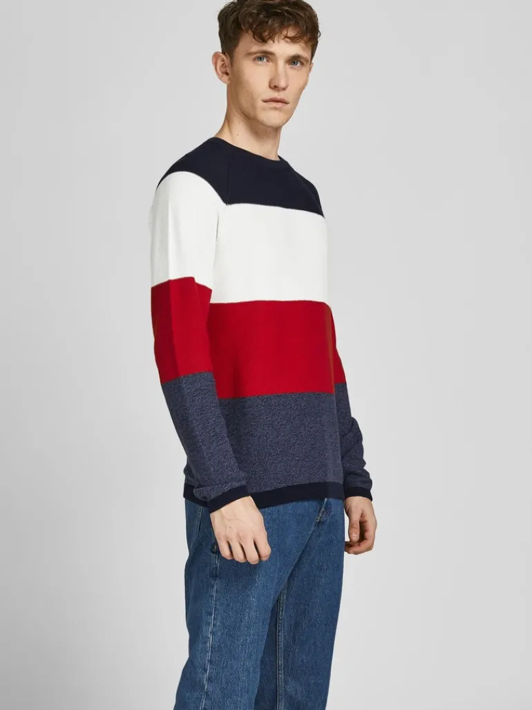 JJEGUSTAV KNIT CREW NECK NOOS true red