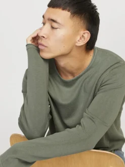 JJELEO KNIT CREW NECK NOOS agave green