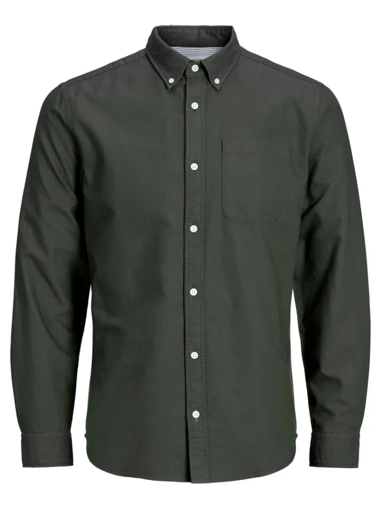 JJEOXFORD BASIC SHIRT L/S NOOS dunkelgrün